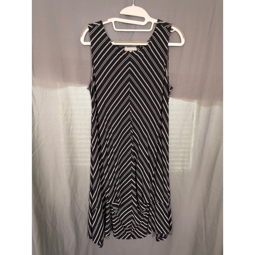 Habitat Clothes to Live In Black White Chevron Stripe Sharkbite Dress 55782 S